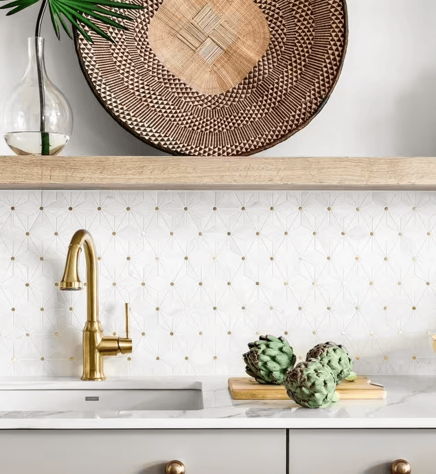 Gold dotted backsplash