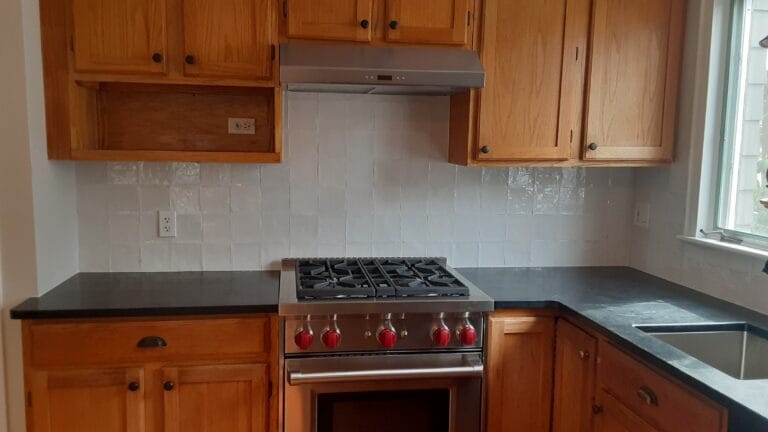 Keene, NH Zellige tile backsplash installed by SAVU LLC