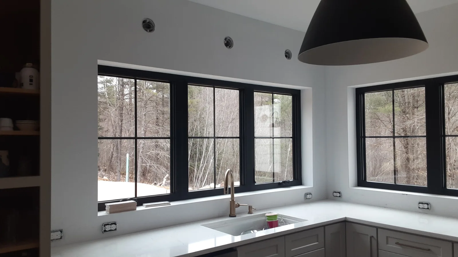 Straight vertical tile backsplash before