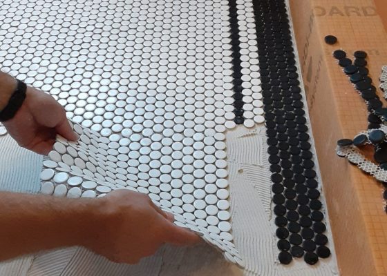 Working On A Penny Tile Floor Working On A Penny Tile Floor