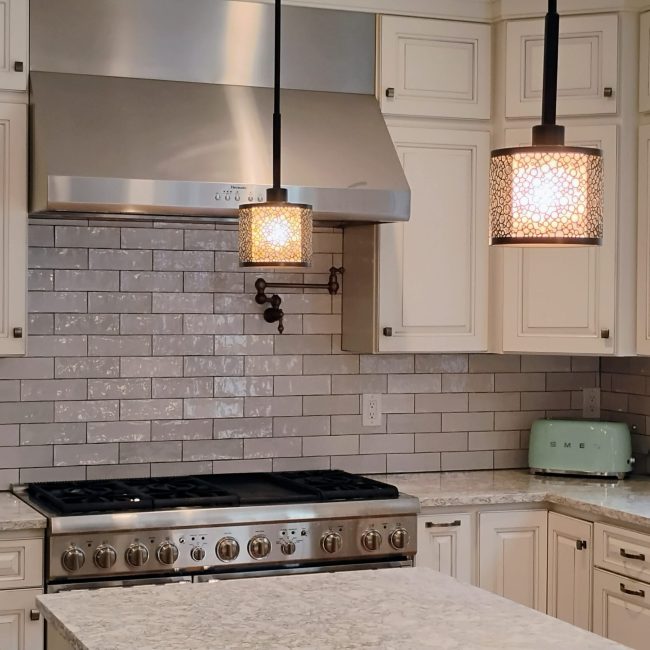 Subway handmade tile backsplash Subway handmade tile backsplash in a farmhouse style kitchen