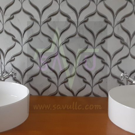 Tyngsborough MA 01879 Bathroom Backsplash White Marble Tile floor Installed by SAVU LLC